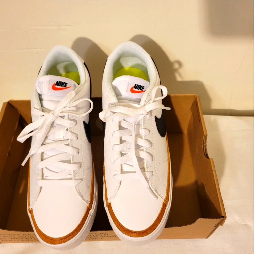 Women's Nike Court Legacy NN White/Black-Desert Ochre DH3161 100 Size 9.5W/8M